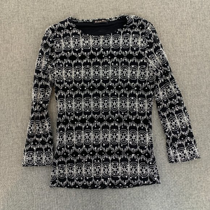 Brittany Black Black Glitter Blouse Long Sleeve Small Stretchy Slim Fit to Body‎